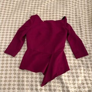 Roland Mouret Magenta Asymmetrical Top